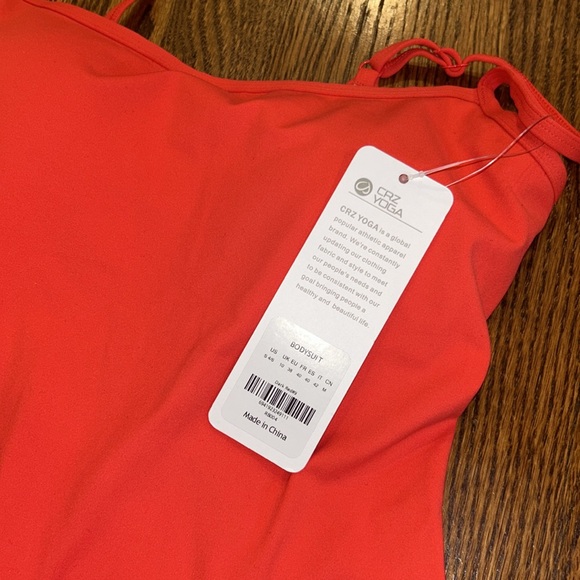 CRZ YOGA Butterluxe Flare Jumpsuit Build-in Bra Bodysuit Orange-Red NWT Sz S - Picture 9 of 11